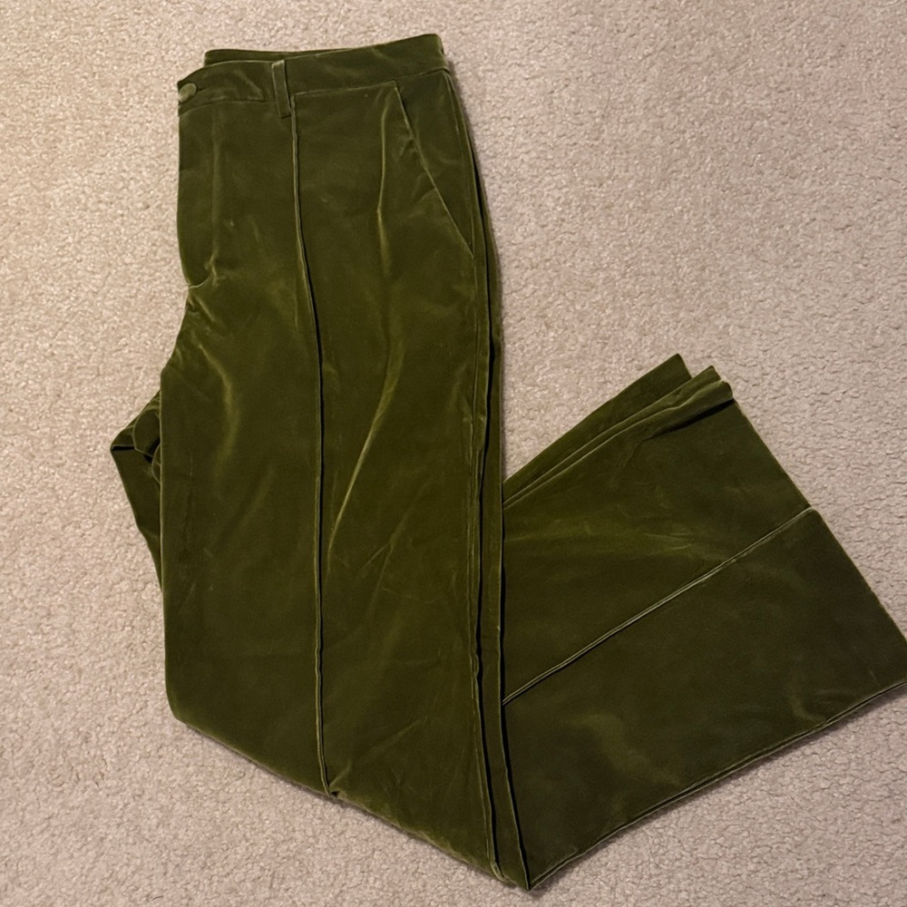 C. Wonder Olive Green Wide Leg Velvet Pants